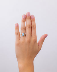 Sterling Silver Midi Elongated Cushion Aquamarine CZ Ring