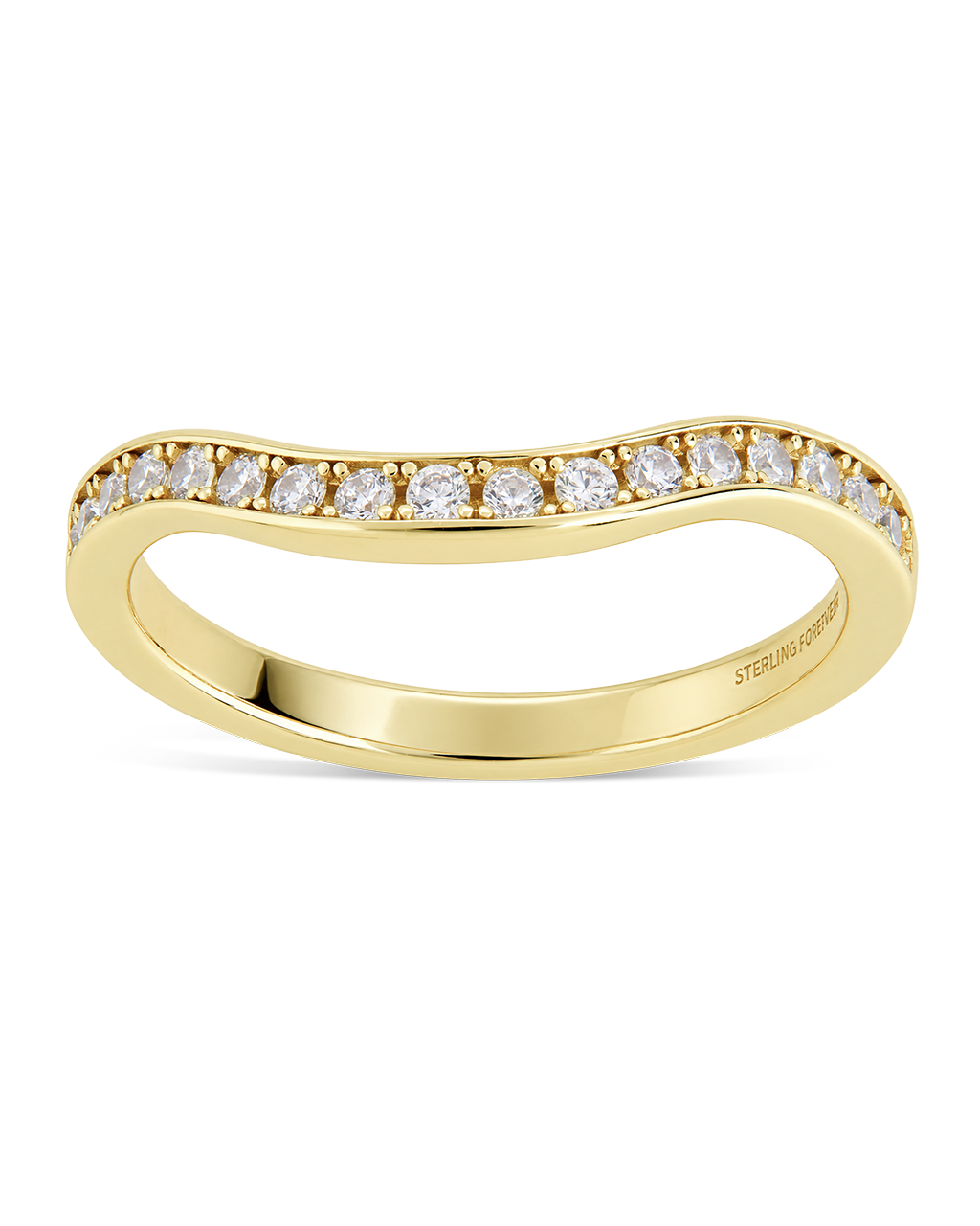 Sterling Silver Pave Crescent Stacking Ring