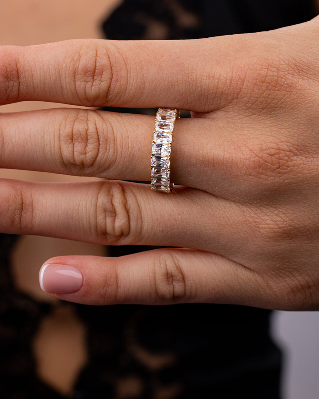 Sterling Silver Elongated Cushion Luxe Eternity Ring
