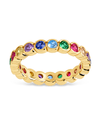 Sterling Silver Helene Bezel Rainbow CZ Ring