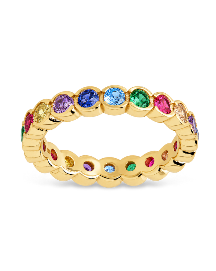 Sterling Silver Helene Bezel Rainbow CZ Ring