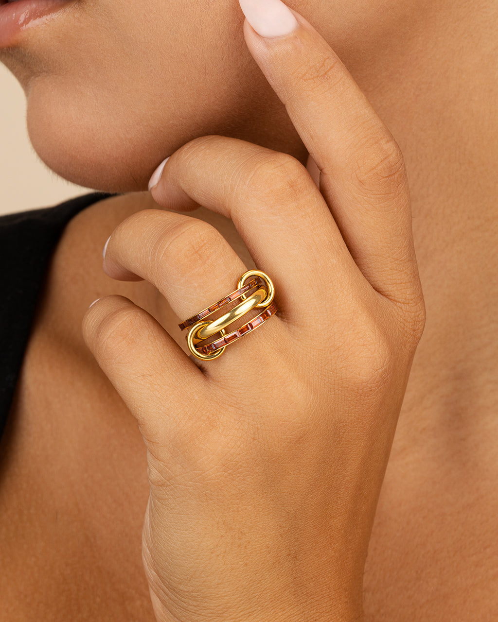 Ellis CZ Linked Stacking Ring Set