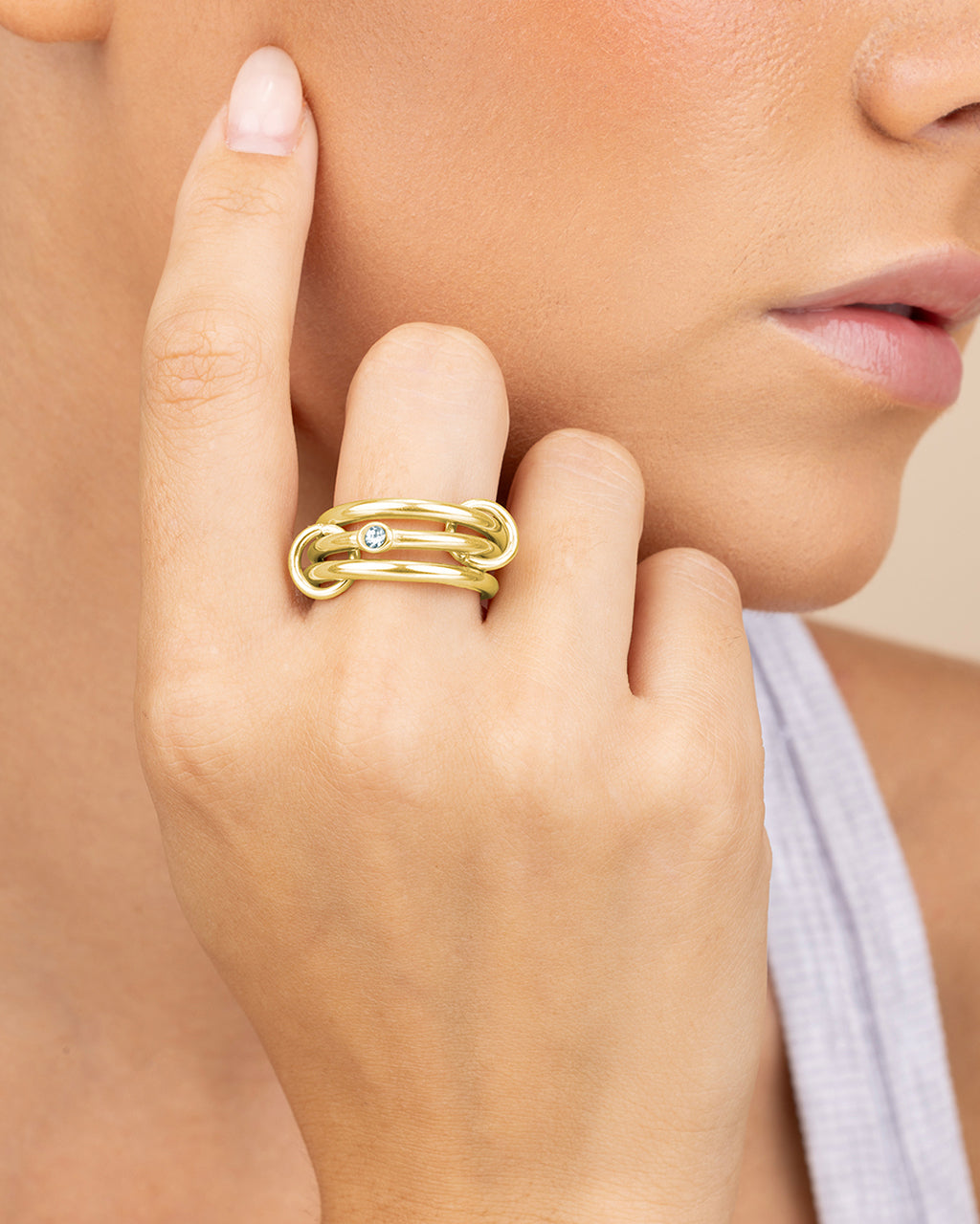 Nara CZ Linked Stacking Ring Set