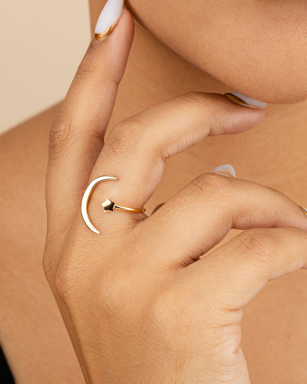 Sterling Silver Crescent Moon Open Ring