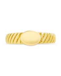Sterling Silver Dixie Ribbed Signet Ring - Sterling Forever