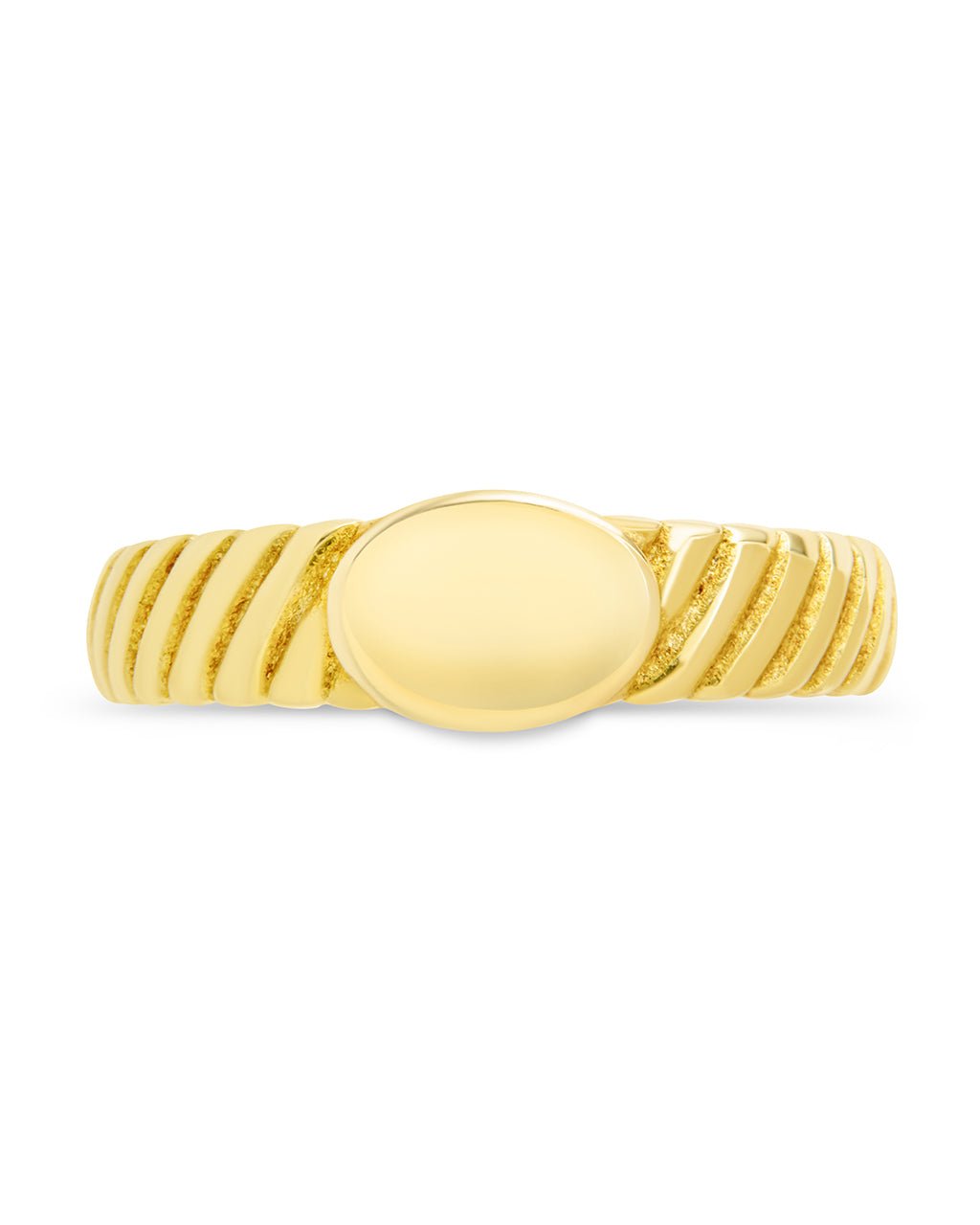 Sterling Silver Dixie Ribbed Signet Ring - Sterling Forever