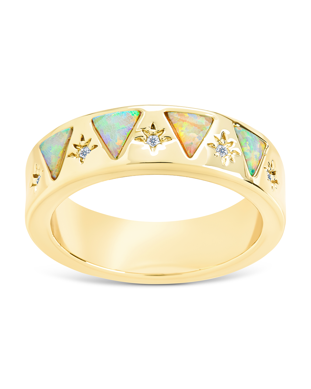 Sterling Silver Ashley Opal Trinity Band Ring