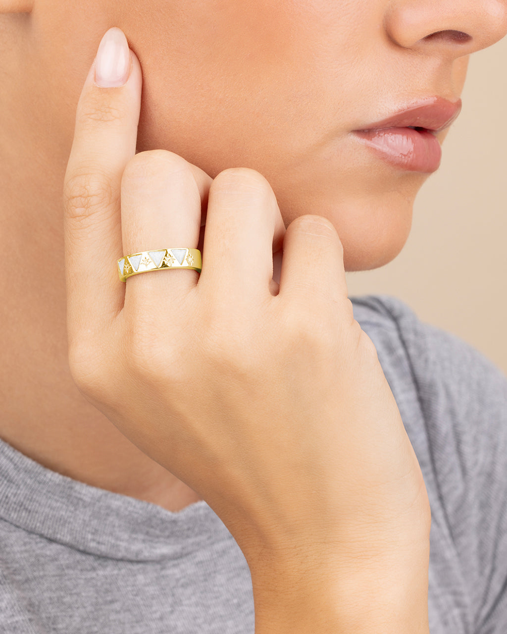 Sterling Silver Ashley Opal Trinity Band Ring