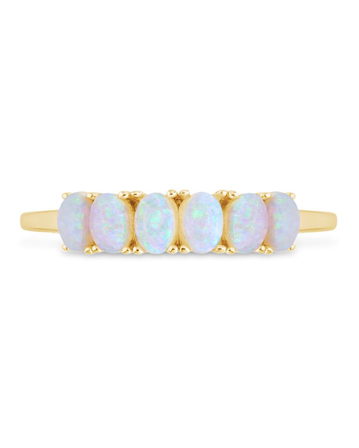Sterling Silver Blue Opal Cluster Ring