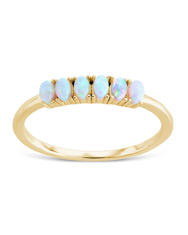Sterling Silver Blue Opal Cluster Ring