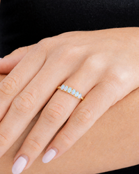 Sterling Silver Blue Opal Cluster Ring