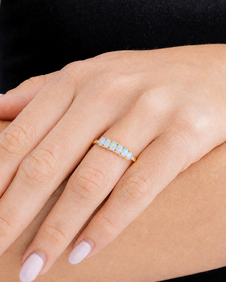 Sterling Silver Blue Opal Cluster Ring