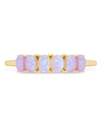 Sterling Silver Pink Opal Cluster Ring