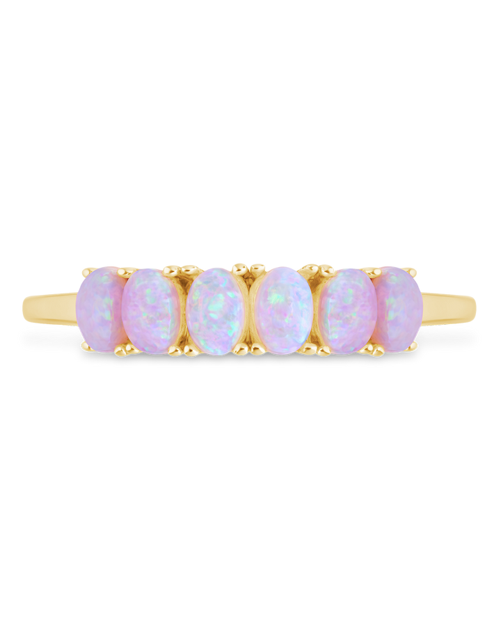 Sterling Silver Pink Opal Cluster Ring