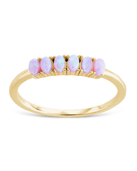 Sterling Silver Pink Opal Cluster Ring
