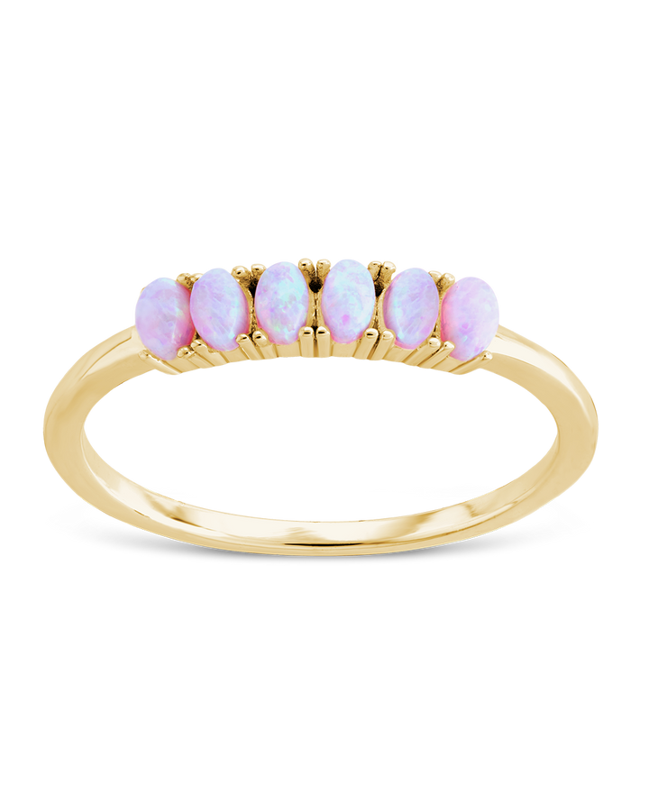 Sterling Silver Pink Opal Cluster Ring