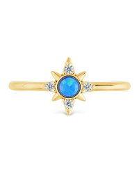 Sterling Silver Blue Opal Sparkle Ring