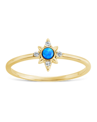 Sterling Silver Blue Opal Sparkle Ring
