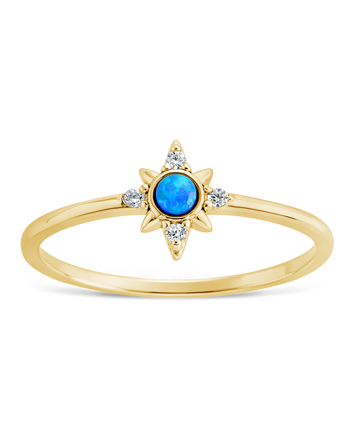 Sterling Silver Blue Opal Sparkle Ring