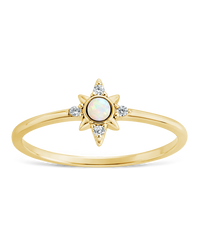 Sterling Silver White Opal Sparkle Ring