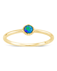 Sterling Silver Green Opal Solitaire Ring