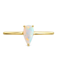 Sterling Silver White Opal Pear Ring