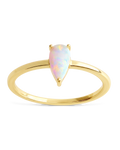 Sterling Silver White Opal Pear Ring