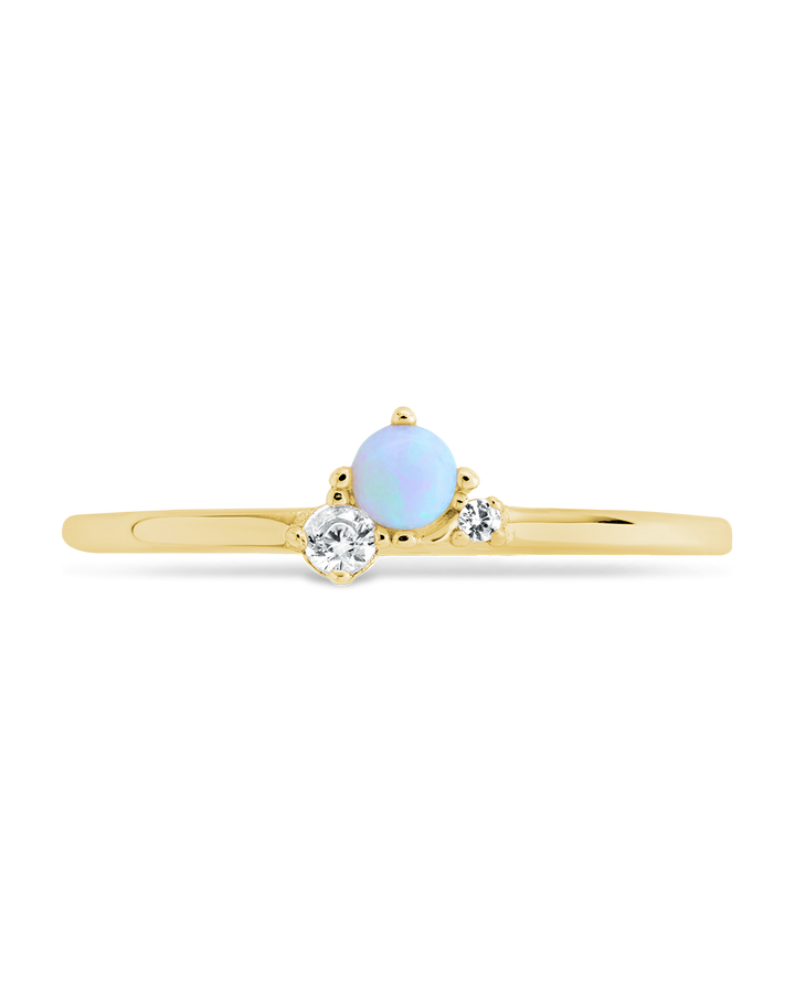 Sterling Silver Blue Opal Trio Ring