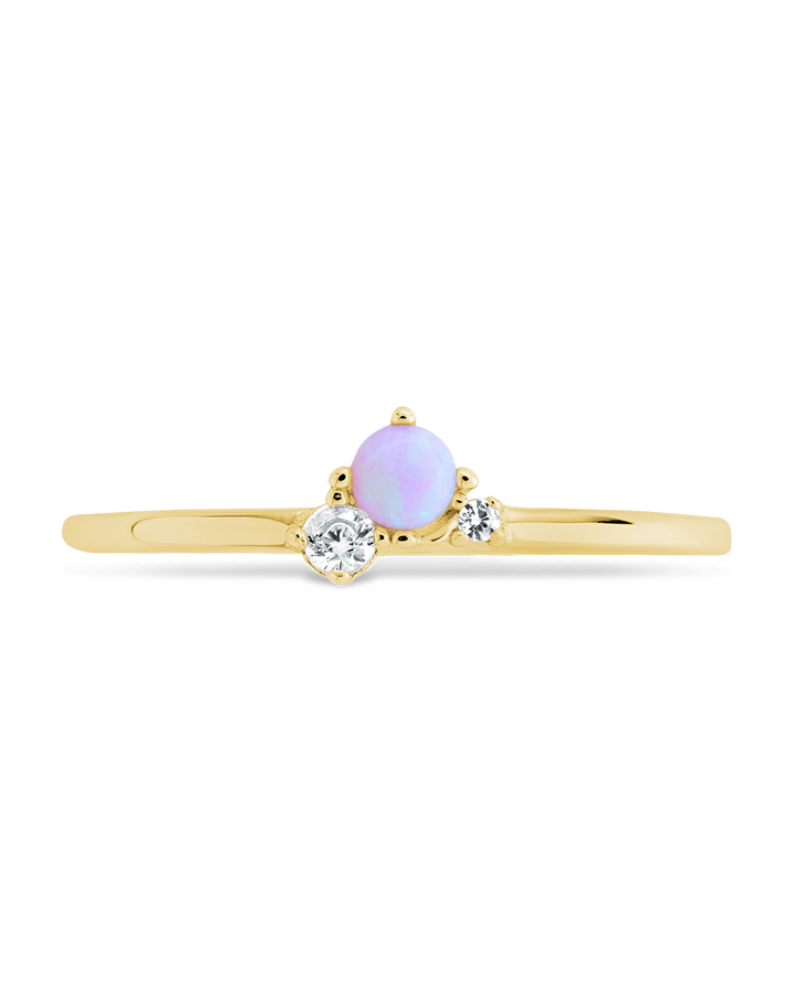 Sterling Silver Pink Opal Trio Ring