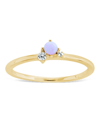 Sterling Silver Pink Opal Trio Ring