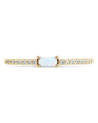 Sterling Silver Thin Opal CZ Stacking Birthstone Ring