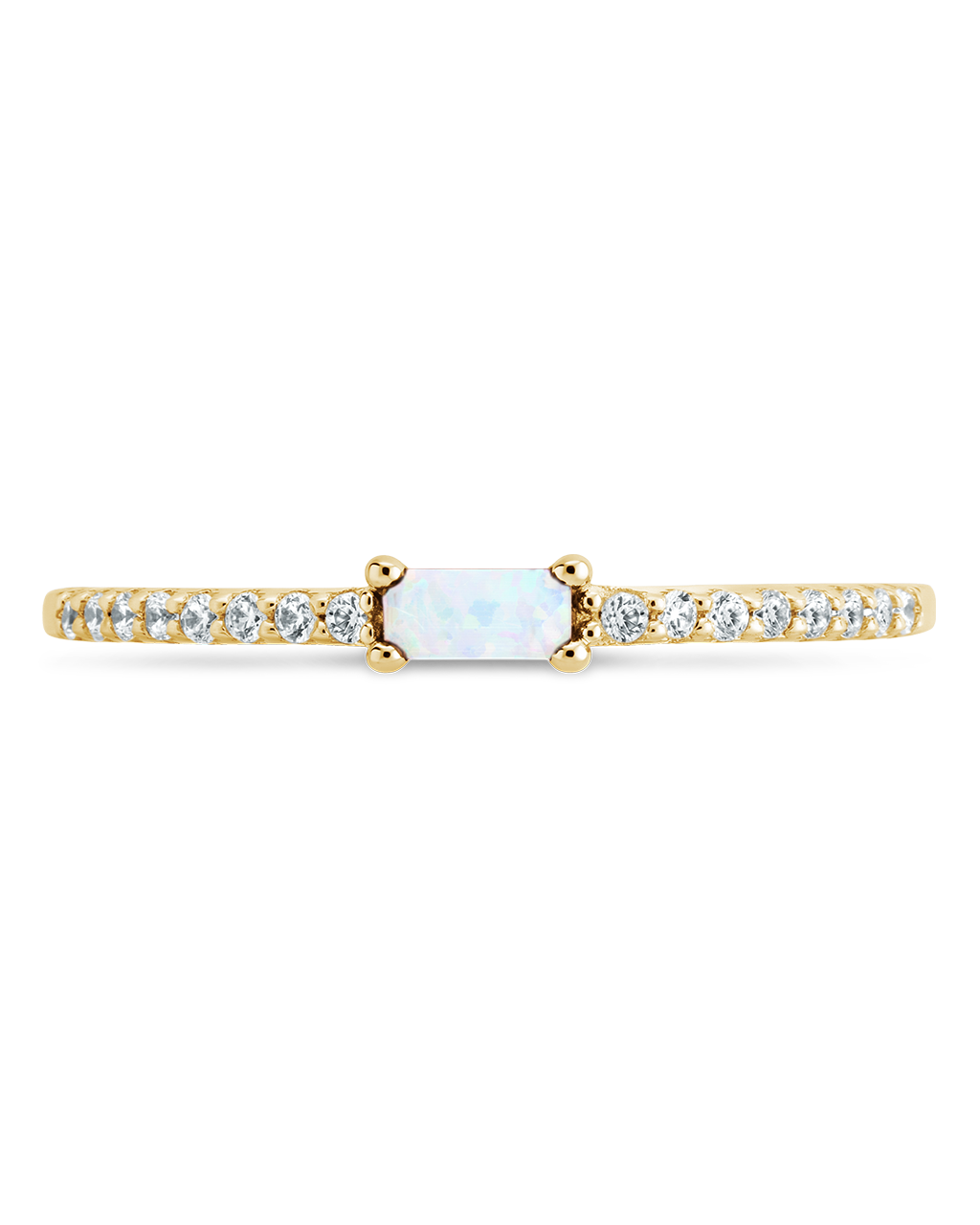 Sterling Silver Thin Opal CZ Stacking Birthstone Ring