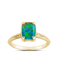 Sterling Silver Mini Green Opal Elongated Cushion Ring