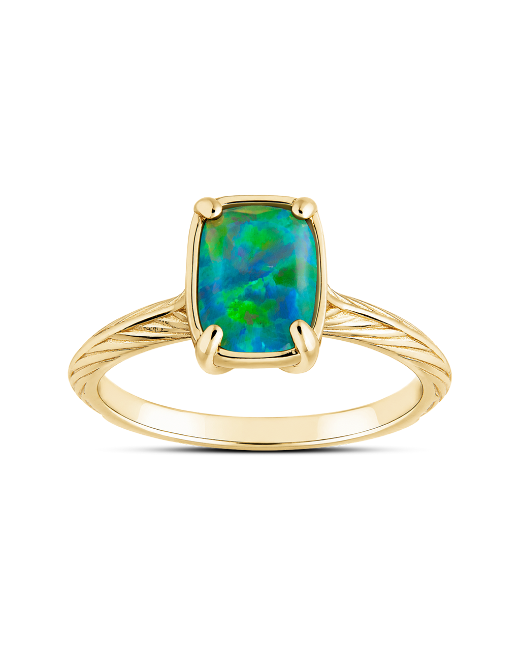 Sterling Silver Mini Green Opal Elongated Cushion Ring