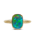 Sterling Silver Mini Green Opal Elongated Cushion Ring