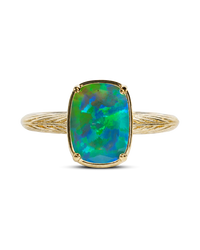 Sterling Silver Mini Green Opal Elongated Cushion Ring
