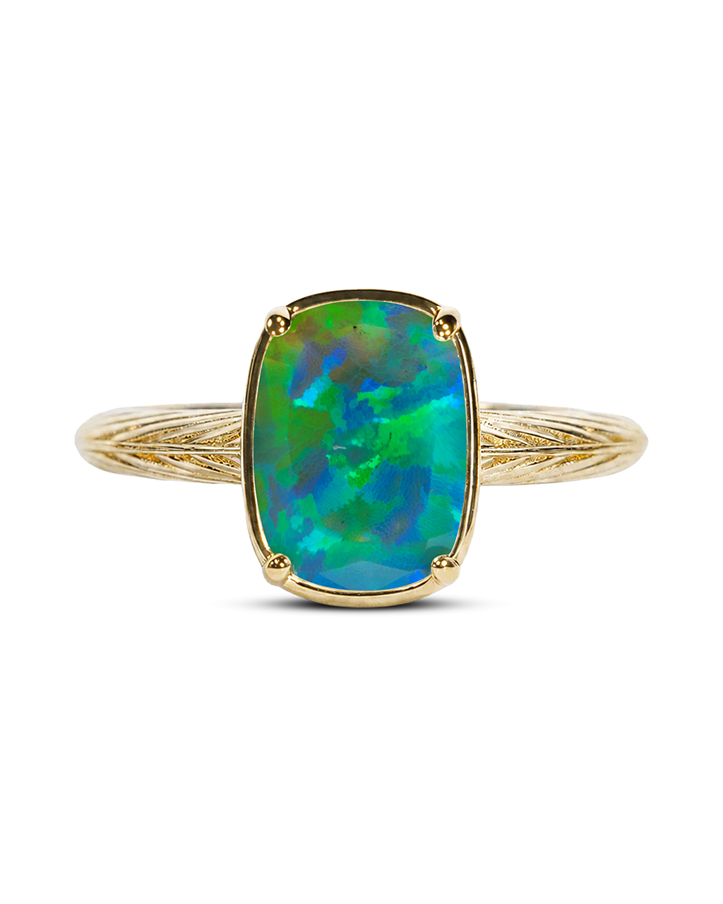 Sterling Silver Mini Green Opal Elongated Cushion Ring