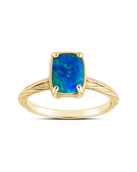 Sterling Silver Mini Green Turquoise Opal Elongated Cushion Ring