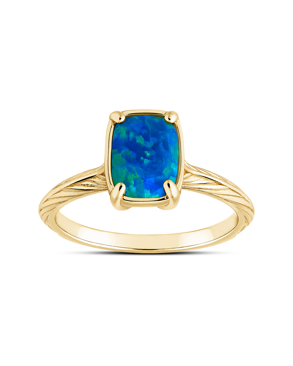 Sterling Silver Mini Green Turquoise Opal Elongated Cushion Ring