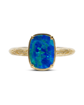 Sterling Silver Mini Green Turquoise Opal Elongated Cushion Ring