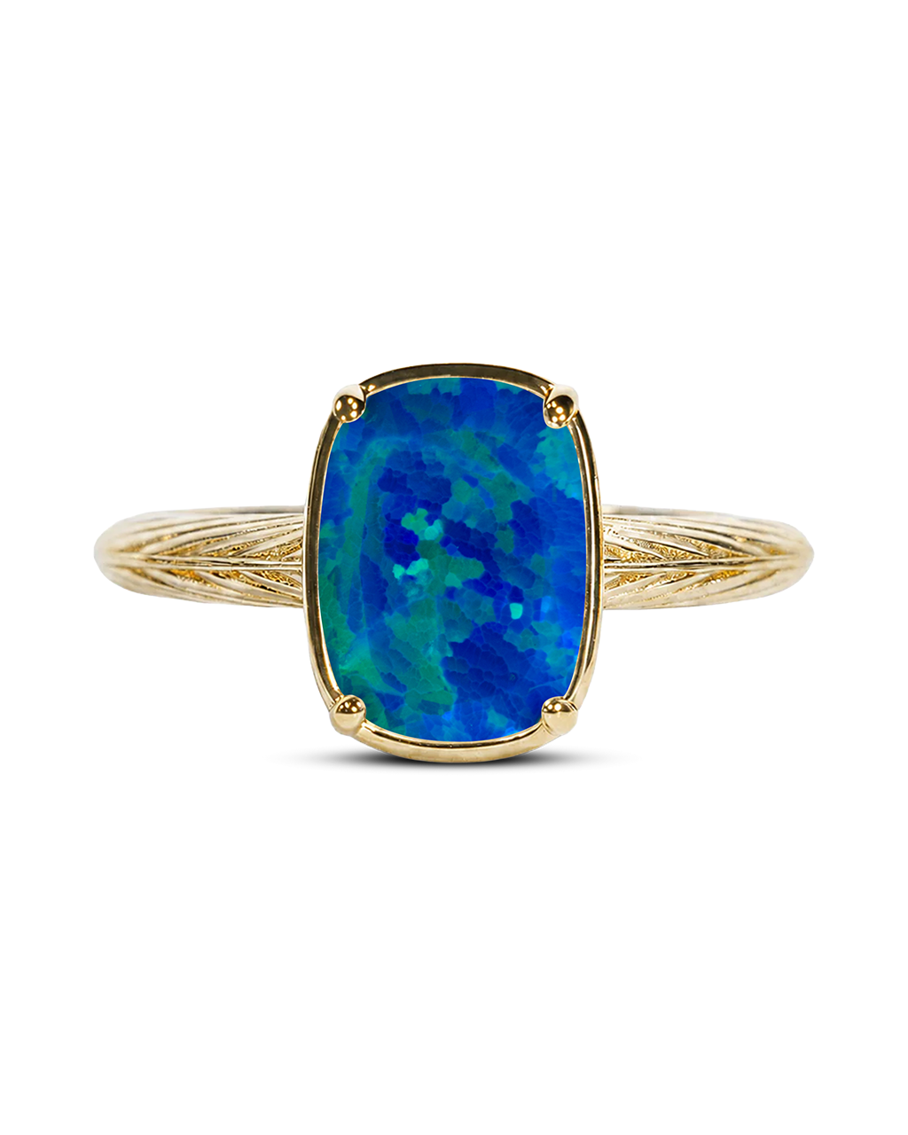 Sterling Silver Mini Green Turquoise Opal Elongated Cushion Ring