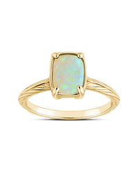 Sterling Silver Mini Champagne Fire Opal Elongated Cushion Ring