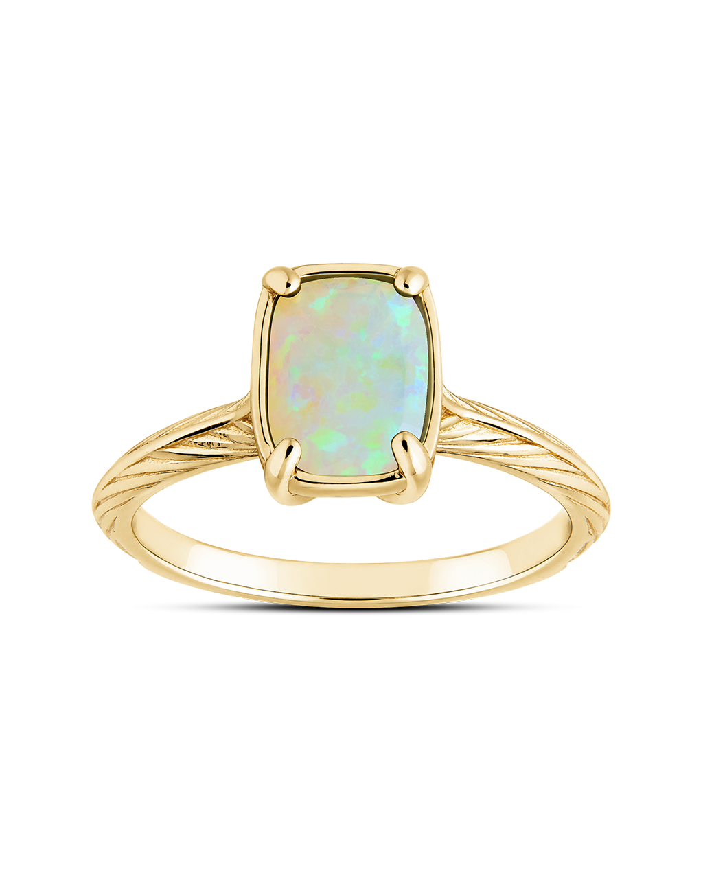 Sterling Silver Mini Champagne Fire Opal Elongated Cushion Ring
