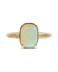 Sterling Silver Mini Champagne Fire Opal Elongated Cushion Ring