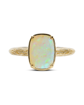 Sterling Silver Mini Champagne Fire Opal Elongated Cushion Ring