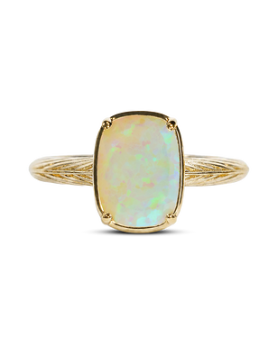 Sterling Silver Mini Champagne Fire Opal Elongated Cushion Ring