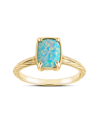 Sterling Silver Mini Icy Blue Opal Elongated Cushion Ring