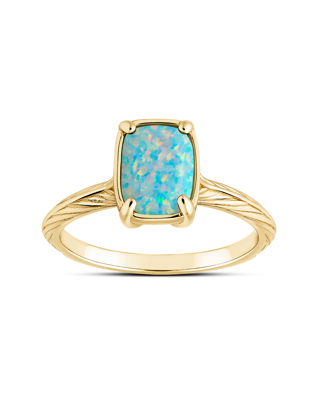 Sterling Silver Mini Icy Blue Opal Elongated Cushion Ring