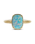 Sterling Silver Mini Icy Blue Opal Elongated Cushion Ring