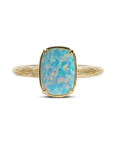 Sterling Silver Mini Icy Blue Opal Elongated Cushion Ring